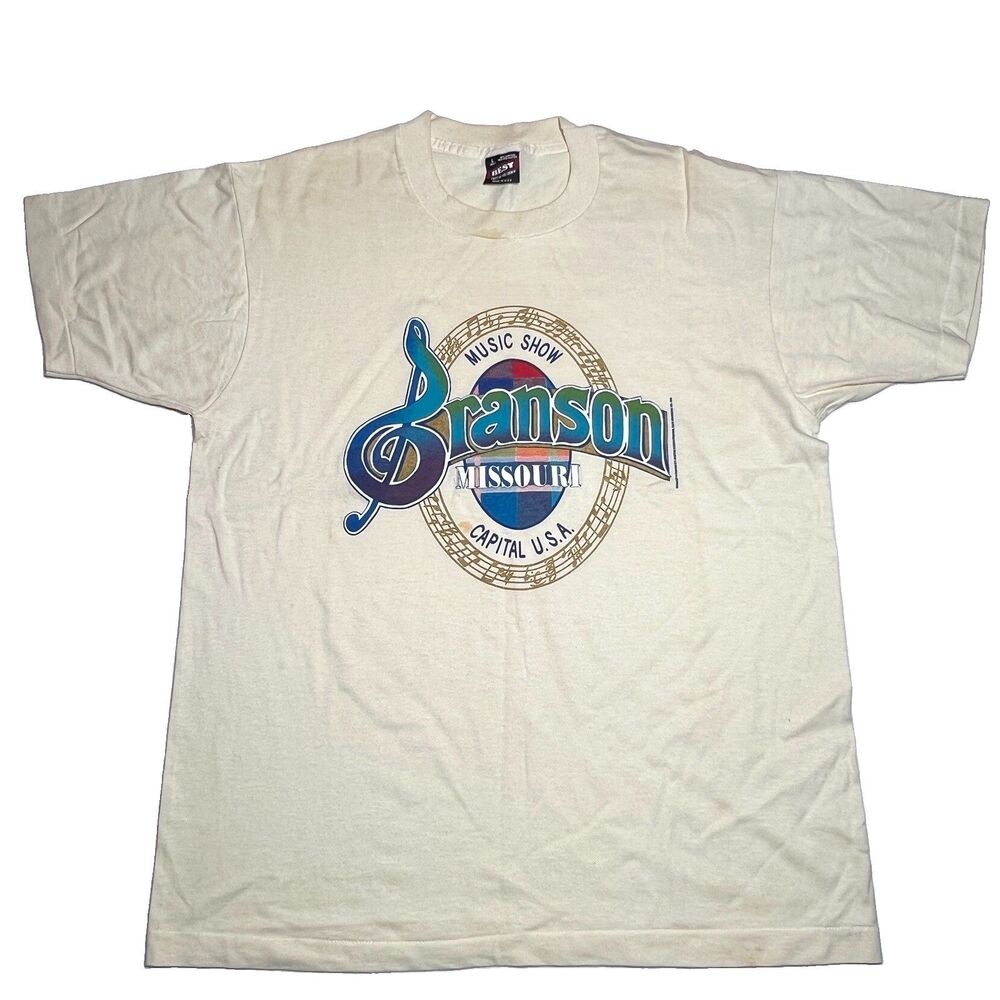 Vintage Branson Missouri Shirt Size L Musical Notes Souvenir Tourist  USA 90s